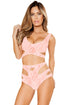 Sexy Cutout Pink Lace Lingerie Set